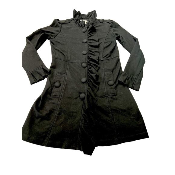 Kut from the Kloth Ruffle Black Knit Jacket Coat Woman Size Medium Buttons - Picture 4 of 9